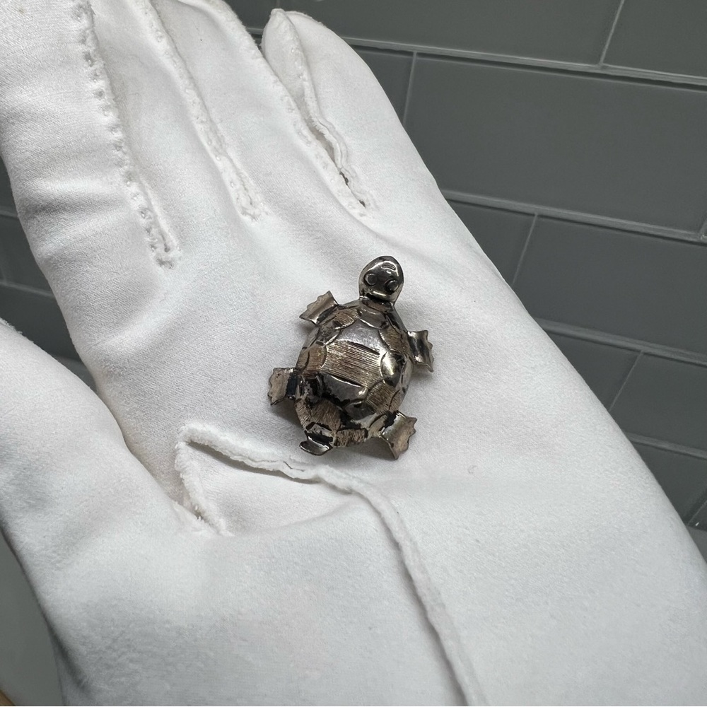Vintage Sterling Silver Turtle Taxco Mexico Handcrafted signed PMH Eagle Mark 3 - Picture 3 of 7